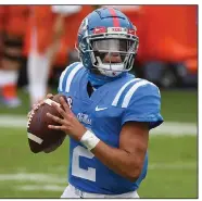  ?? (AP/Thomas Graning) ?? Under the leadership of sophomore quarterbac­k Matt Corral, Ole Miss ranks second in the nation with 573 yards per game and 11th with 41.7 points per game.