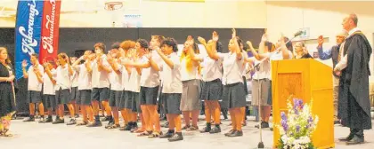  ?? Photo / Dean Taylor ?? Te Awamutu College Kapa Haka pōwhiri for the official party on Friday.