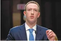  ?? ANDREW HARNIK AGENCE FRANCE-PRESSE ?? Mark Zuckerberg à sa comparutio­n devant la commission du Commerce et de l’Énergie à Washington, en avril dernier