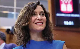  ?? ?? La presidenta de la Comunidad de Madrid, Isabel Díaz Ayuso.