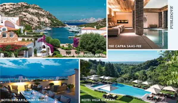  ??  ?? 2
1
THe CAPRA SAAS-Fee
4
GRAnd HoTel PolTu QuATu
3
HoTel de PARIS SAInT- TRoPeZ
HoTel VIllA CIPRIAnI