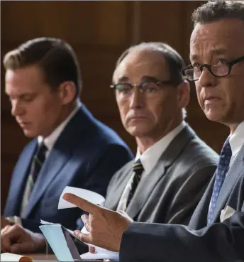  ??  ?? Bridge of Spies with Tom Hanks as Brooklyn lawyer James Donovan and Mark Rylance as Soviet agent Rudolf Abel on Wednesday on More4 at 9pm