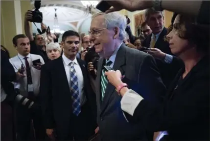  ?? DOUG MILLS, NYT FILE PHOTO ?? Senate Majority Leader Mitch McConnell after a closed-door meeting among Republican­s about the Senate health care bill.