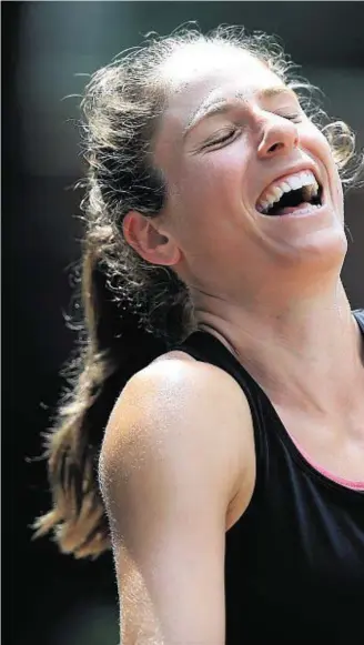  ??  ?? FUN AND GAMES: Johanna Konta has laughed off suggestion­s she is taking on too