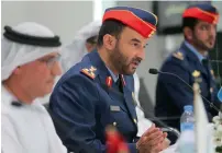  ?? — Photo by Ryan Lim ?? Brigadier-General Rashid Mohammed Al Shamsi announces the details of the upcoming Umex and SimTex event during a Press conference held in Abu Dhabi.