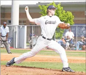  ??  ?? Heritage’s Cole Wilcox will suit up for the Georgia Bulldogs next season after electing to forgo profession­al baseball straight out of high school. (File photo by Scott Herpst)