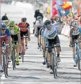  ?? Picture: GETTY IMAGES ?? CLASS ACT: Alejandro Valverde, of Movistar Team, celebrates victory in the Tour of Catalonia cycling race at La Volta a Catalunya in Barcelona, Spain, yesterday