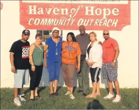  ?? PHOTO COURTESY OF MARIAH KULKIN ?? Lena Teagarden and her son Rico Camerone, pictured with other members of Haven of Hope, founded the organizati­on 17years ago. The nonprofit was recently awarded $5,000and is up for another $5,000if their story is shared at least 500times on Facebook.