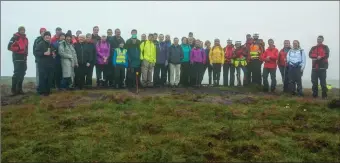  ??  ?? Mist surrounds walkers on Benbulben last Saturday evening in aid of Sligo Leitrim Mountain Rescue.