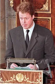  ??  ?? Furious: Earl Spencer giving his eulogy