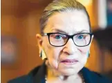  ?? CLIFF OWEN/ASSOCIATED PRESS ?? This July 31, 2014 file photo shows Supreme Court Justice Ruth Bader Ginsburg in her Supreme Court chambers in Washington.