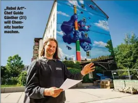  ??  ?? „Rebel Art“Chef Guido Günther (31) will Chemnitz bunter machen.