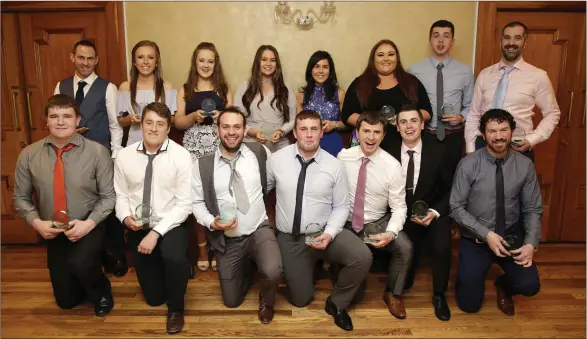 ??  ?? Pictured at the An Tochar All Stars night at the Glenview Hotel were the All Stars team (L-R) back: Noel Brady, Amy Murphy, Liadh Cronin, Orla O’Brien, Katie Coleman, Peter Byrne, Manager George Power. Front: Tom Kenna, Jamie Salley, Robert ‘The Beef’...