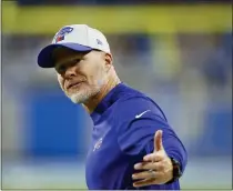  ?? DUANE BURLESON - THE ASSOCIATED PRESS ?? Buffalo Bills head coach Sean Mcdermott is seen on the sideline during the second half of a preseason NFL football game against the Detroit Lions, Friday, Aug. 13, 2021, in Detroit.