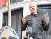  ?? AFP ?? WikiLeaks founder Julian Assange speaks on the balcony of the Embassy of Ecuador in London.