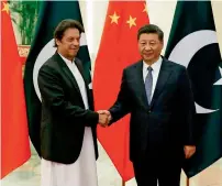  ?? AFP ?? Chinese President Xi Jinping shakes hands with Prime Minister Imran Khan ahead of their meeting at the Great Hall of the People in Beijing. —