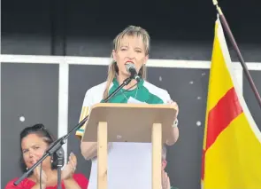  ??  ?? Sinn Fein’s Martina Anderson’s speech at the annual hunger strike commemorat­ion in Strabane at the weekend came in for criticism from the family of one hunger striker