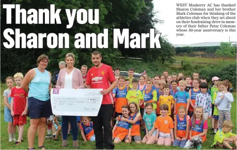  ??  ?? LEFT: Cheque presentati­on: Members of the West Muskerry AC Club with coach, Collette O’Riordan (left), Sharon and Mark Coleman.