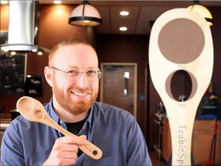  ?? PROVIDED PHOTO ?? Sam Wechsler, inventor of TeableSpoo­n, pictured in the Tech Valley Center of Gravity kitchen