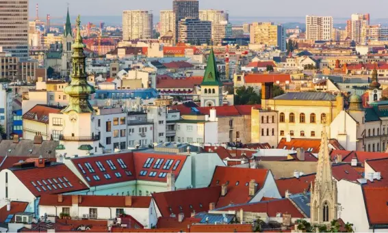  ??  ?? A view over the Old Town of Bratislava, Slovakia’s pretty capital (Shuttersto­ck)