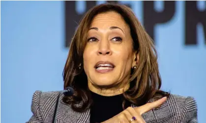  ?? ?? Kamala Harris speaks about reproducti­ve rights in Grand Rapids, Michigan, on 22 February 2024. Photograph: Rebecca Particka/AP