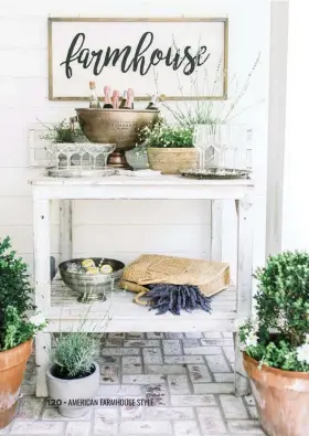  ?? ?? (below) The co-hosts used a vintage potting table in Meghan’s home as the bar. “I always love adding a bloom or two to the ice bucket and water decanter for an unexpected pop,” Meghan says.