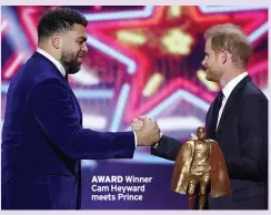  ?? ?? AWARD Winner Cam Heyward meets Prince