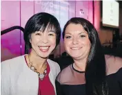  ??  ?? Interim CEO Michelle Sing welcomes the night’s keynote speaker, Emily Surrette, who credits the YWCA for turning her life around.