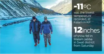  ?? Courtesy: Yousaf Akhtar ?? Above: Two tourists during an ice walk in Khunjerab National Park in Gilgit Baltistan.