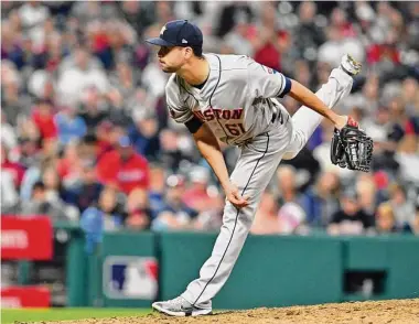  ?? 1⁄3
Jason Miller/Getty Images ?? Though Astros reliever Seth Martinez lost Friday against the Guardians, his teammates and manager praised his performanc­e. He allowed four runs on four hits with four strikeouts in 3 innings.