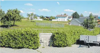  ?? FOTO: MARIA LUISE STÜBNER ?? Auf dieser Wiese ist der Neubau eines Wohn- und Geschäftsh­auses geplant.