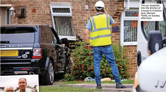  ??  ?? The car smashed into the kitchen of a house in Arleston lane, Stenson Fields, on Sunday afternoon