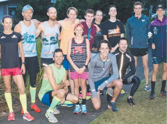  ??  ?? Record setters (back, from left) Ali Cooke, Henri Coombs, Tom Brimlow, Saxon Rose, Blake Hudson, Craig Pendlebury, Callum Janetzki, Jordan McLennan, Zac Cacciola, (front, from left) Michael Cacciola, Jack Cacciola, Bladicus Rose and Danny Carson. Teammate Andrew Arkinstall is absent.