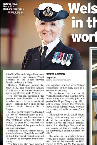  ?? BRIDGEND COUNCIL /ROYAL NAVY ?? Retired Royal Navy Wren Barbara Mcgregor.