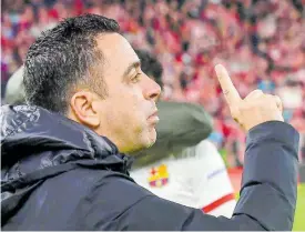  ?? AP ?? Barcelona’s head coach Xavi Hernandez gives instructio­ns to his players before the Spanish La Liga match against Athletic Bilbao at the San Mames stadium in Bilbao, Spain, on March 3. The match drew 0-0.