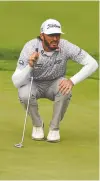  ?? GREGORY SHAMUS/GETTY IMAGES ?? Max Homa lines up a putt during the final round of the Wells Fargo Championsh­ip.