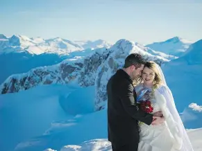  ?? — WHISTLER TOURISM ?? A mountainto­p wedding is a super-romantic option in Whistler, but plenty of indoor options are also available.