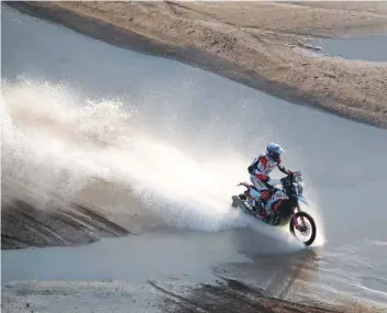  ??  ?? Hero Motosports Team Rally’s Sebastian Buhler in action during stage 9 of Dakar Rally in Neom, Saudi Arabia. — Reuters