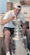  ?? SCREEN SHOT ?? Cereal is probably among the most common foods to fill the Stanley Cup over the years. T.J. Oshie, pictured, went with Cap’n Crunch, while fellow forward Tom Wilson opted for Lucky Charms.