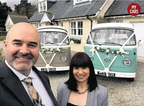  ??  ?? Martin and Claire Page with their classic camper vans