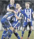  ??  ?? At double: Josh Carson after his second goal for Coleraine