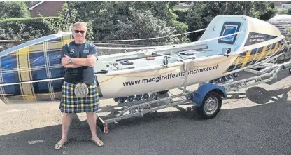  ?? SWNS.com. Picture: ?? John Davidson hopes to raise £1m by rowing across the Atlantic in aid of Doddie Weir’s motor neurone disease (MND) foundation.
