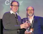  ??  ?? William O’Callaghan of Longuevill­e House accepting the Alltech Commonweal­th Cup for their Cider Mór from head judge Geraóid Cahill.