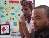  ??  ?? Master’s student Chisanga Mukuka, left, says strategisi­ng solutions with creative tools makes the process more fun.