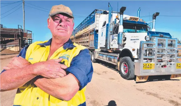  ?? Picture: SCOTT RADFORD- CHISHOLM ?? FED UP: Alan “Buddo” Grant, with his Grant's Transport truck, says the Inland Way highway can’t come soon enough.