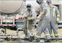 ?? TIM FRASER/FILES ?? Activity levels and operating margins of fracking and drilling companies are expected to beat analyst expectatio­ns for all three Canadian providers, including Trican Well Service Ltd., above.