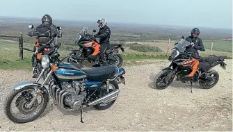  ??  ?? The Super six and KTMS at Combe Gibbet.