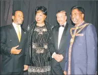  ??  ?? Thomas Naidoo (second from right) with King Zwelithini, an unidentifi­ed woman and former deputy mayor Logie Naidoo.