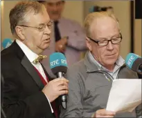  ??  ?? Joe with Pakie O’Callaghan as Minister Shane Ross.