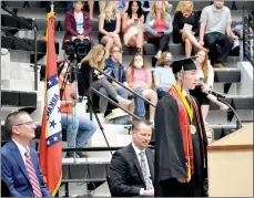  ??  ?? Salutatori­an Layton Powell advised his peers to encourage others.